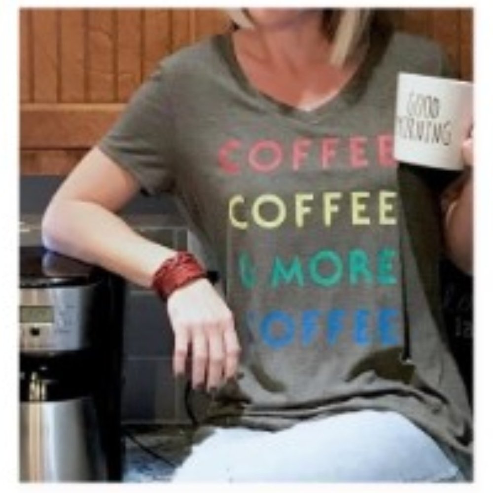 Apt.9 S Coffee Coffee & More Coffee Top in Gray - Picture 1 of 6